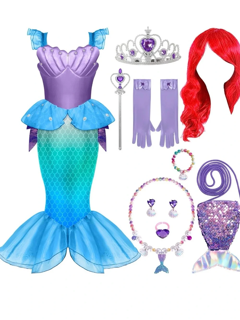 Princess Ariel Mermaid Costume Set for Kids with Accessories